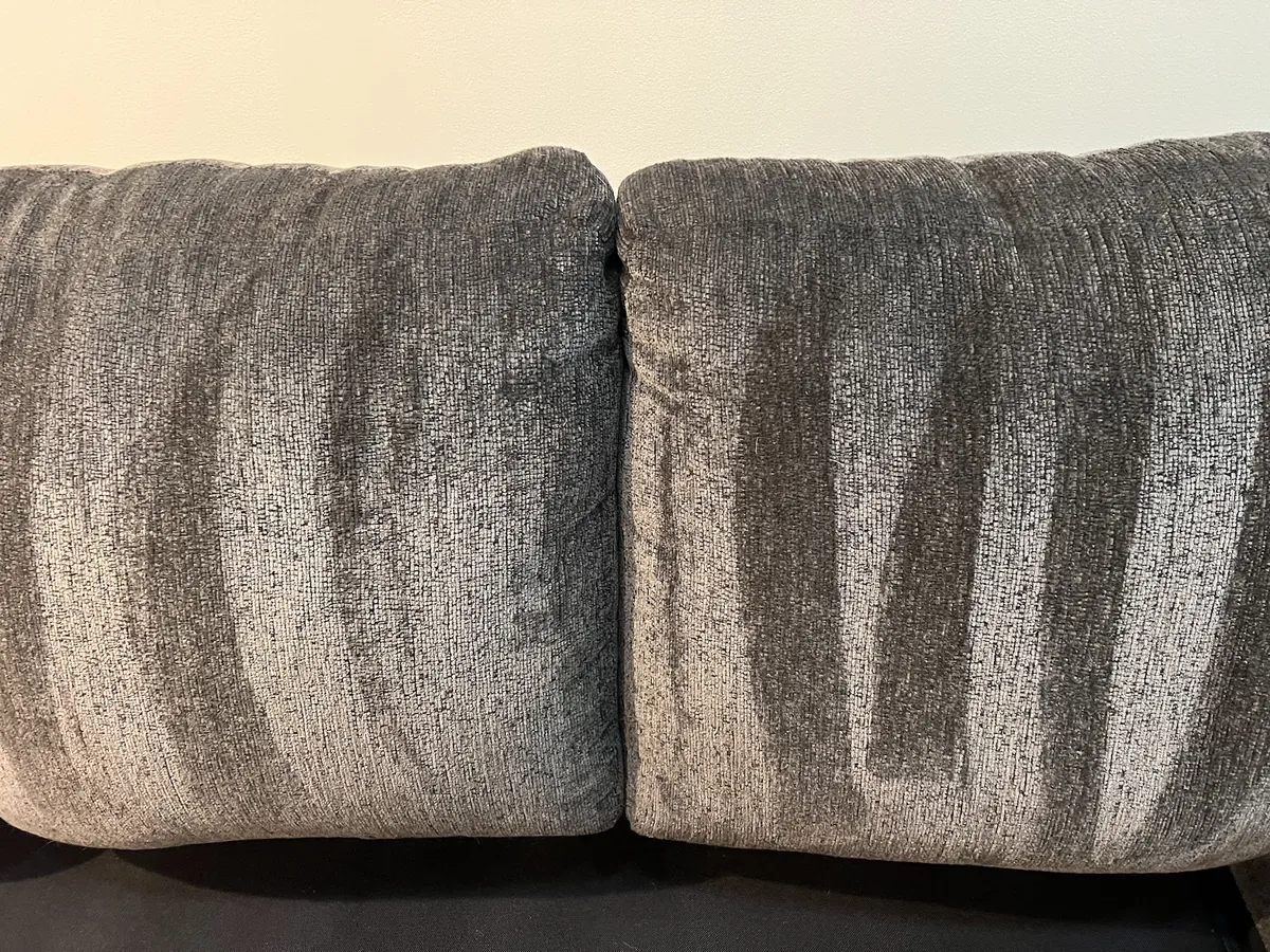Gray loveseat after upholstery cleaning